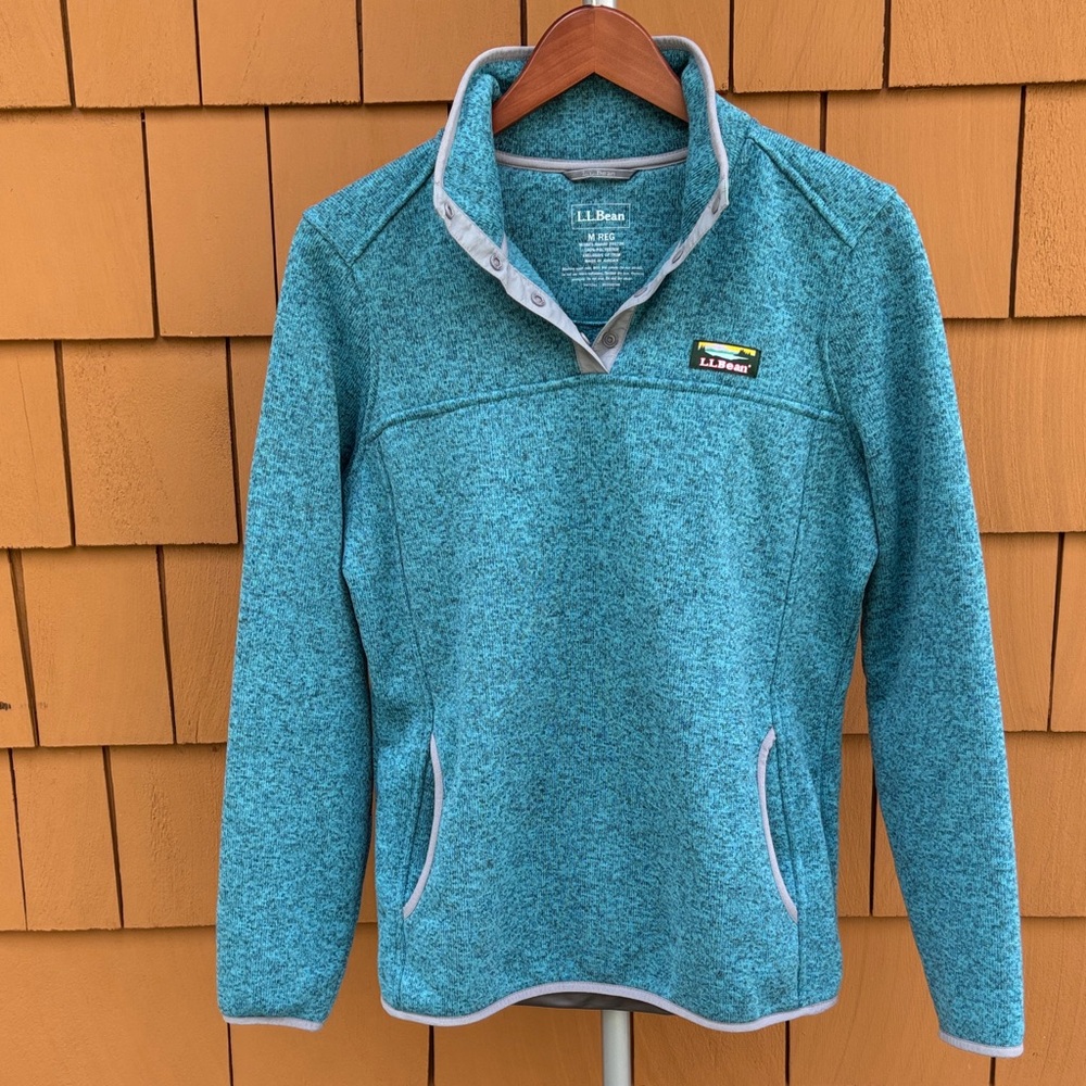 L.L. BEAN | Teal Heritage Rugged Classic Sweater Fleece Pullover Jacket | Size M